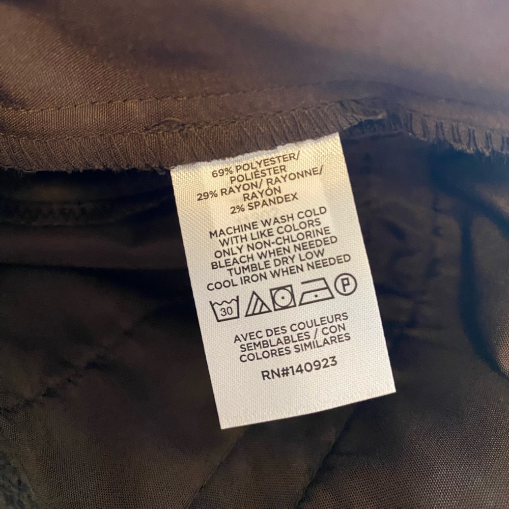 NWT Loft 14 p petite chocolate brown flannel ankle pants trousers elastic waist - Picture 7 of 7